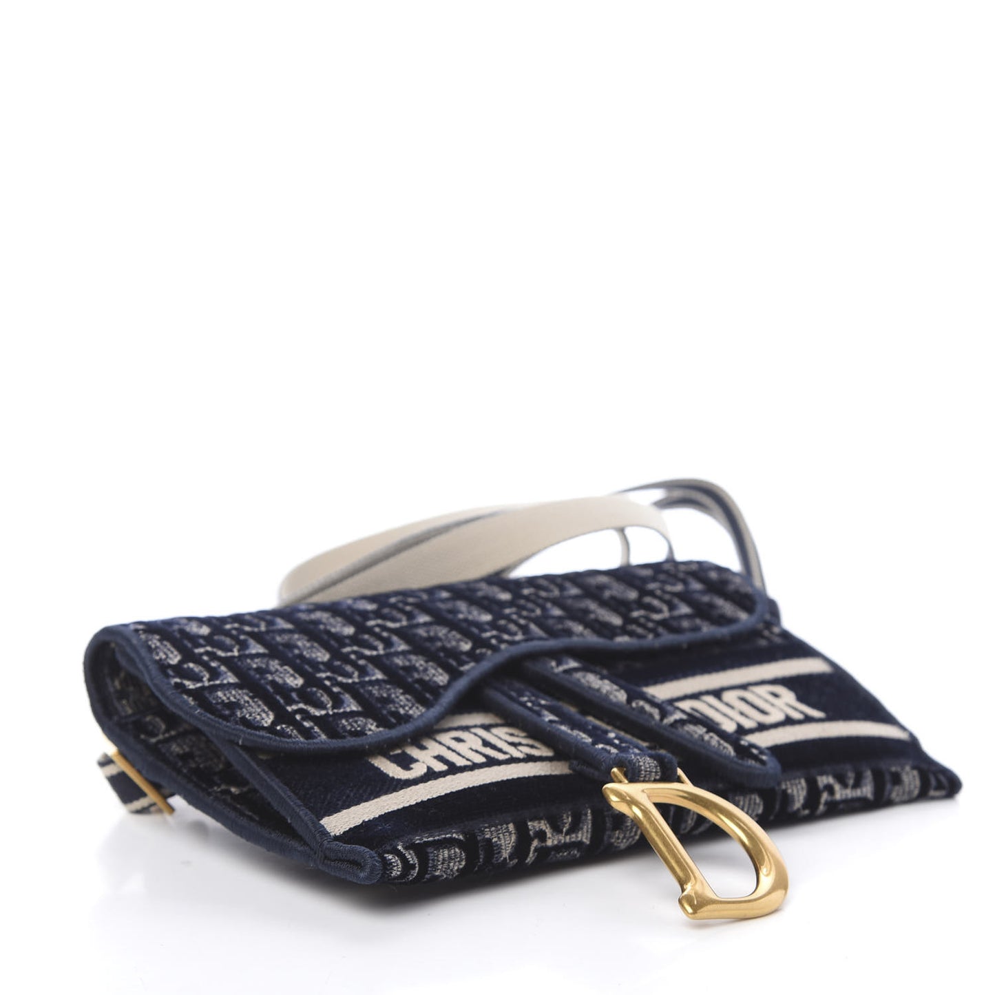 Velvet Oblique Saddle Belt Bag Blue