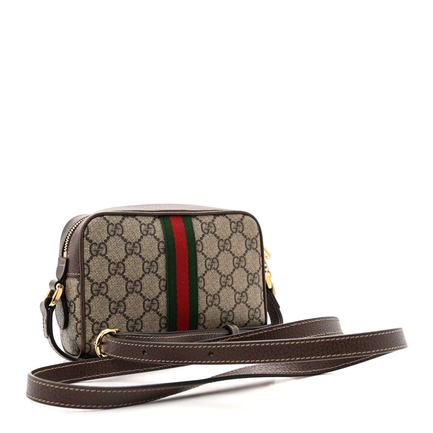 Gucci GG Supreme Monogram Web Mini Ophidia Shoulder Bag Brown 3 of 11