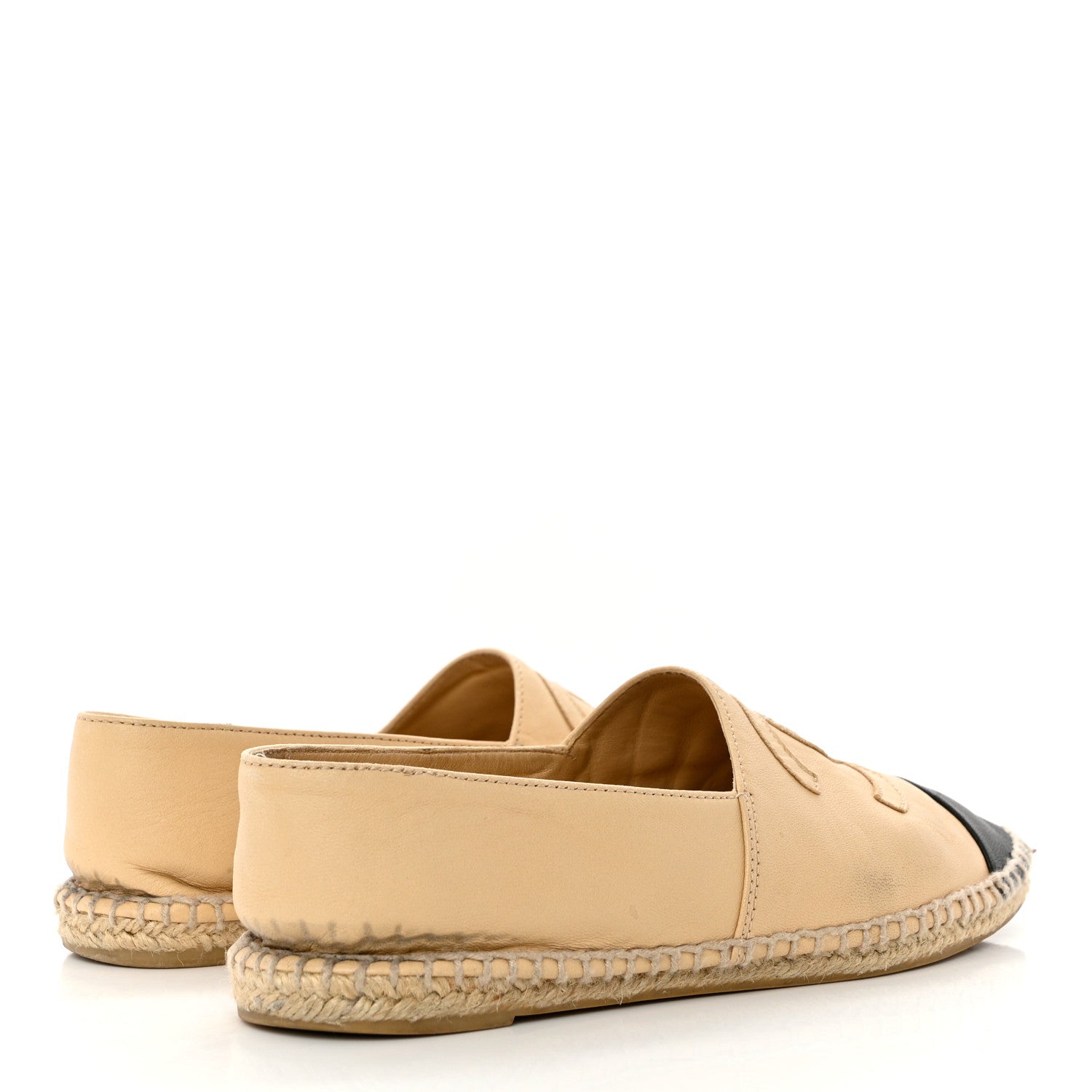 Chanel Lambskin CC Espadrilles 38 Beige Black 4 of 11