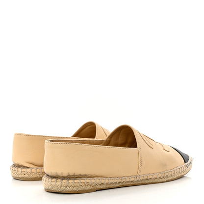 Chanel Lambskin CC Espadrilles 38 Beige Black 4 of 11