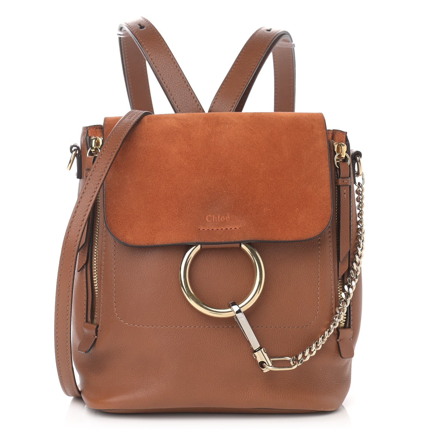 Chloe Suede Calfskin Mini Faye Backpack Tan 1 of 18
