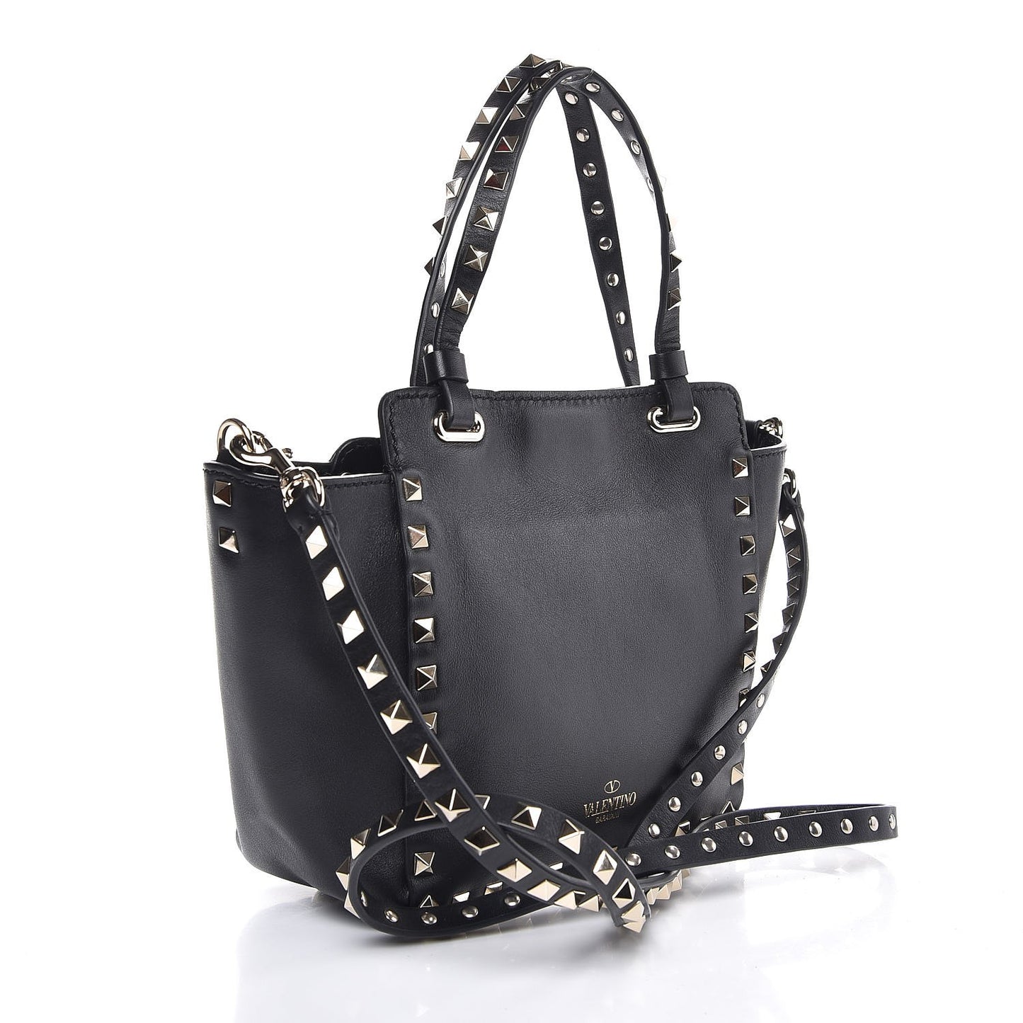 Vitello Mini Rockstud Tote Black