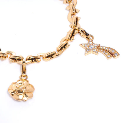Chanel 18k Yellow Gold Diamond Interlocking Charm Bracelet 5 of 6