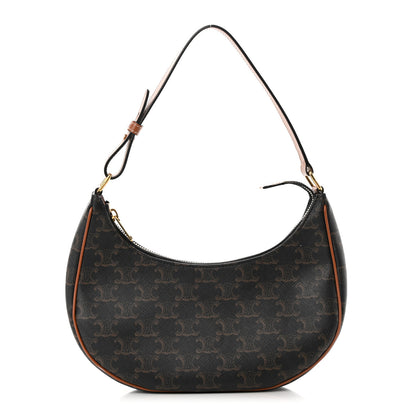 Celine Triomphe Canvas Calfskin Ava Shoulder Bag Tan 1 of 18