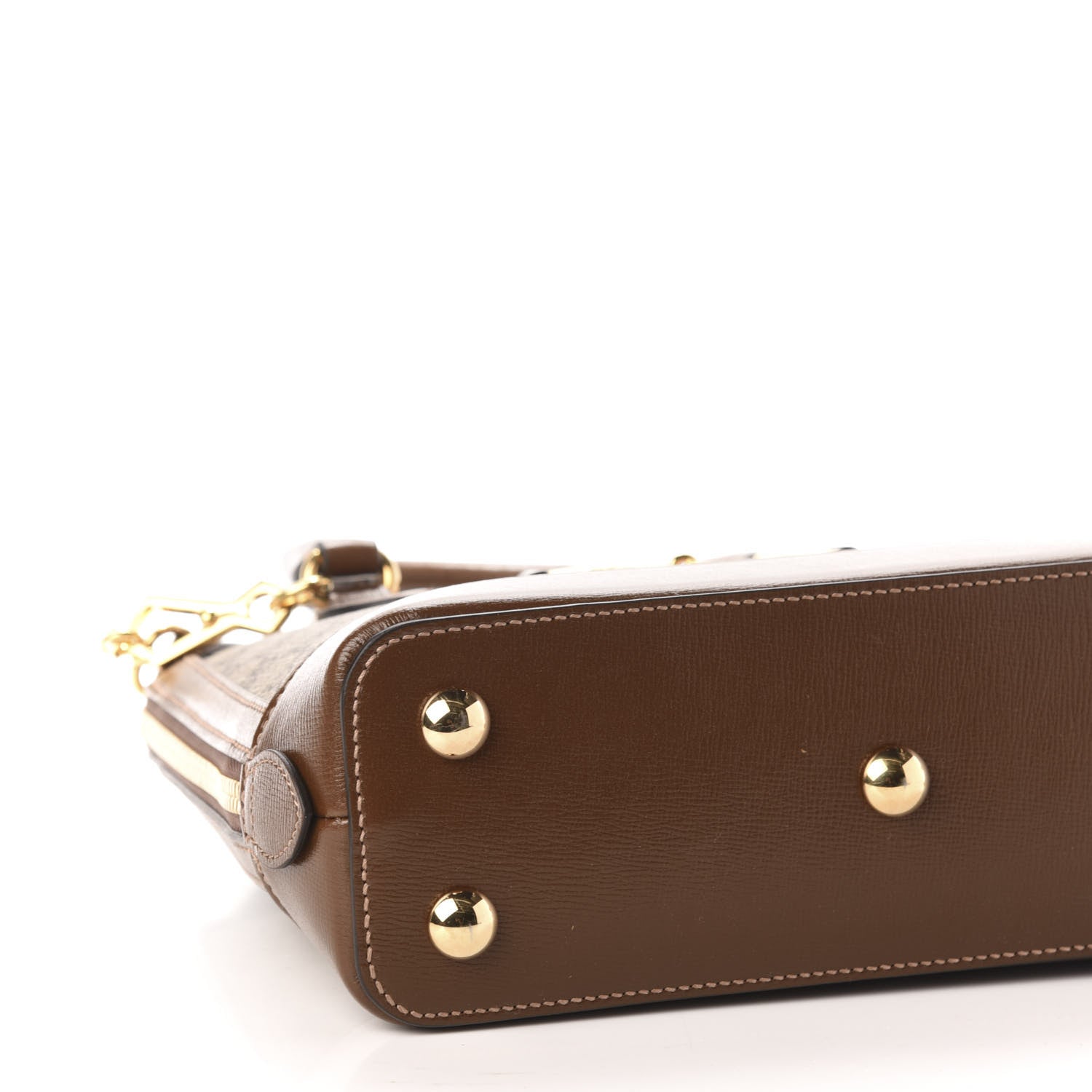 Gucci GG Supreme Monogram Azalea Calfskin Small Horsebit 1955 Top Handle Bag Beige Ebony Brown Sugar 10 of 12