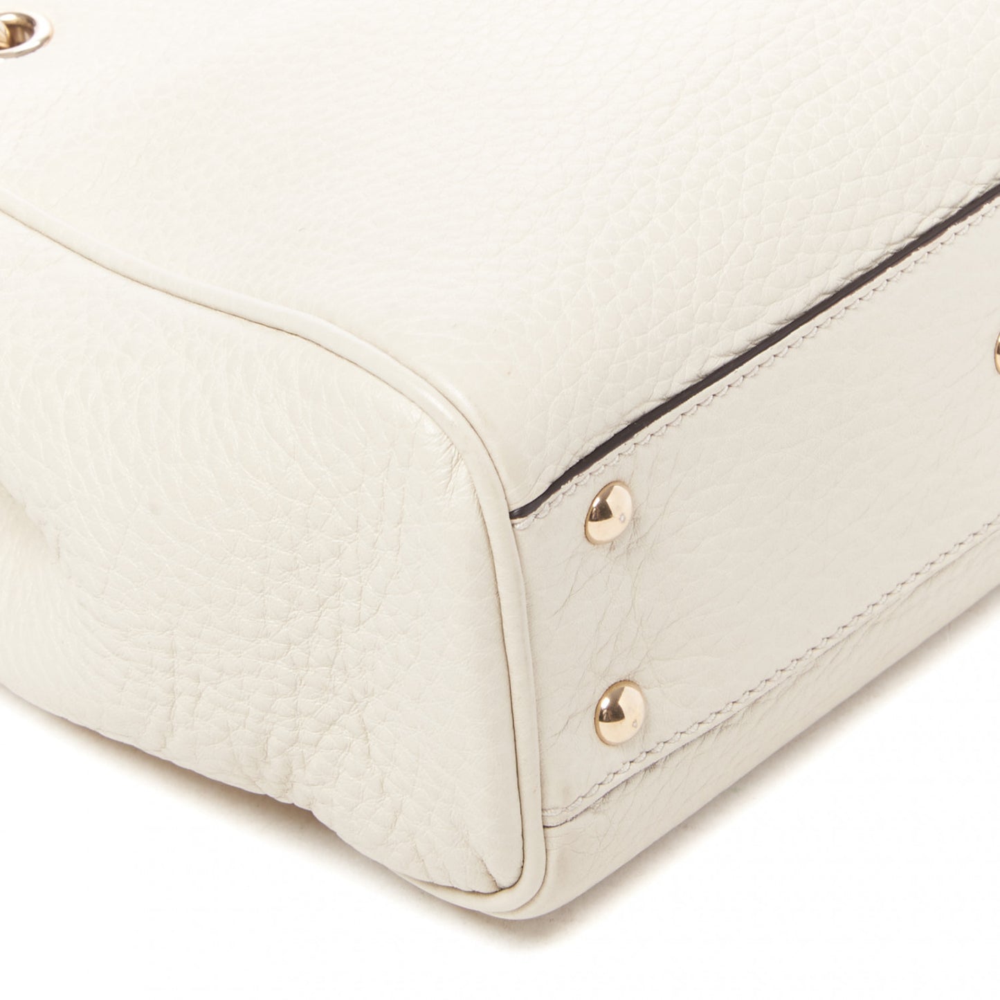 Calfskin Mini Bamboo Shopper Tote Off White