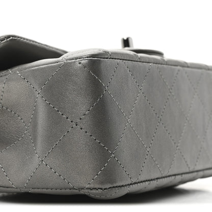 Chanel Metallic Lambskin Quilted Mini Rectangular Flap  Dark Grey 9 of 10