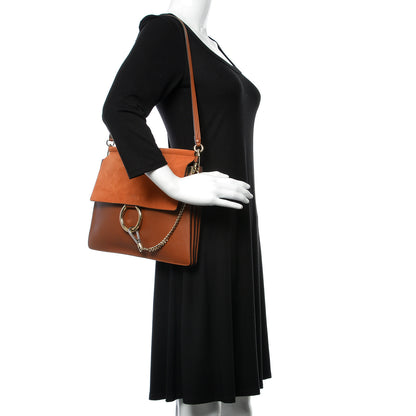 Chloe Suede Calfskin Medium Faye Shoulder Bag Tobacco 2 of 9