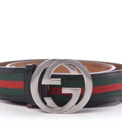 Gucci Calfskin Web Interlocking G Belt 95 38 Black 4 of 5