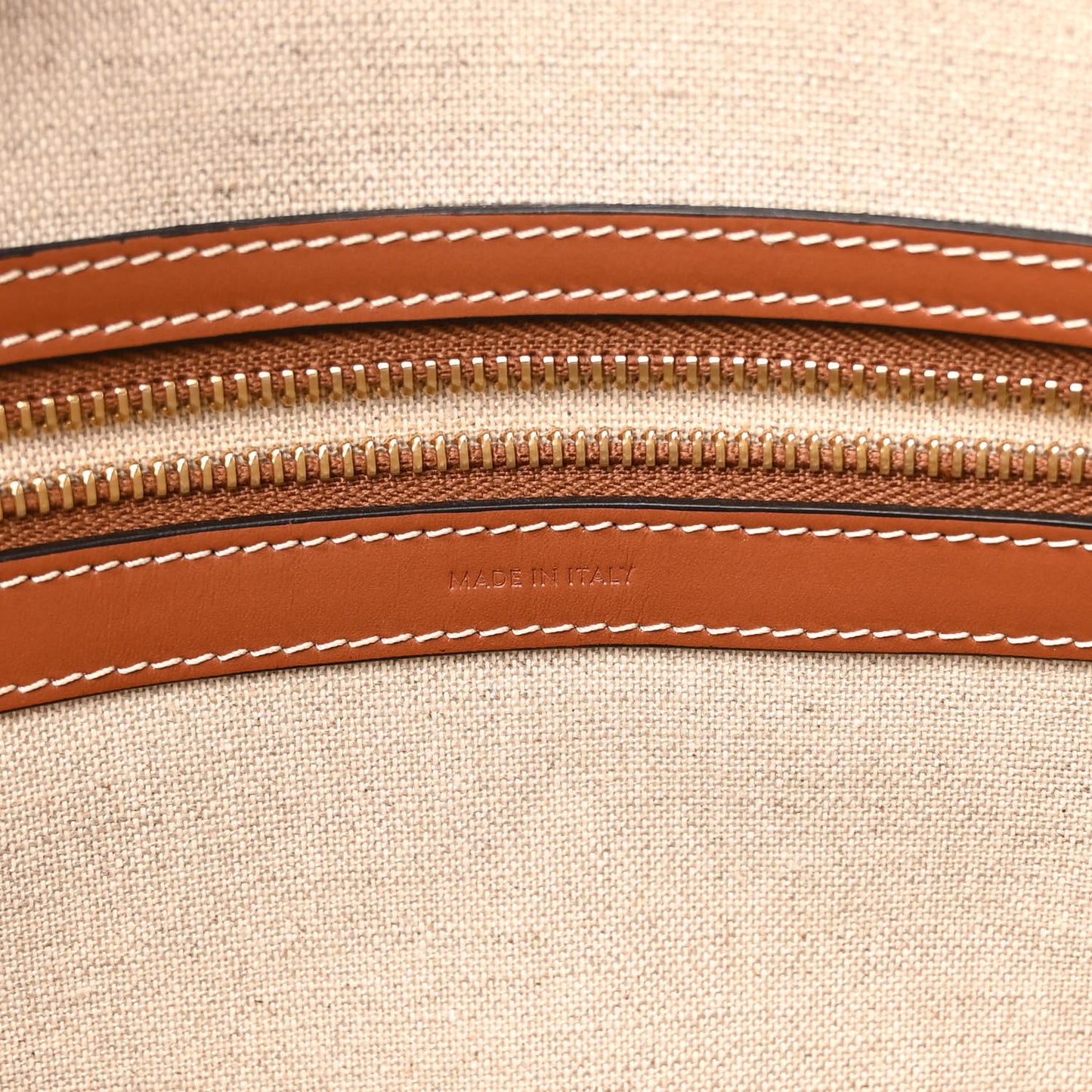 Canvas Calfskin Paris Horizontal Cabas Tan