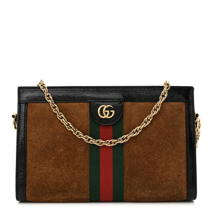 Gucci Suede Patent Web Small Ophidia Chain Shoulder Bag Nocciola Black 1 of 14