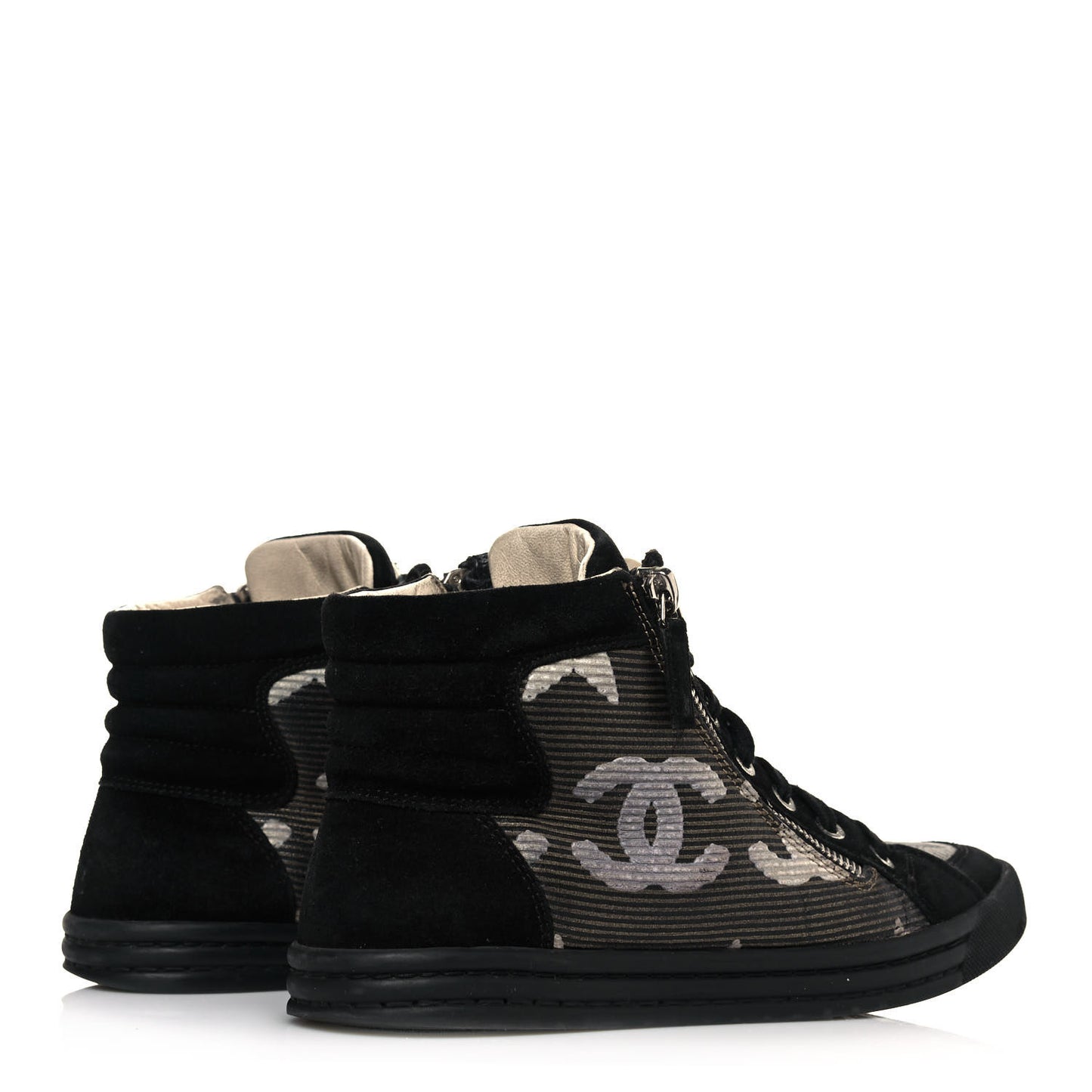 Canvas Suede CC Star Zipped High Top Sneakers 36 Black