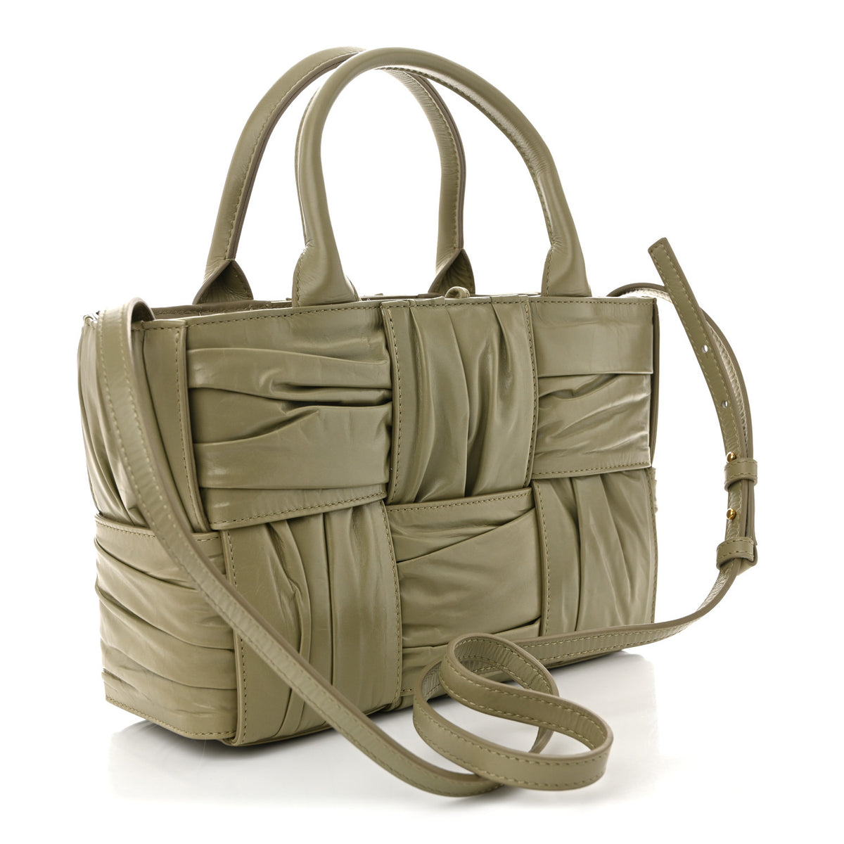 Foulard Intrecciato Pleated Arco Tote Travertine