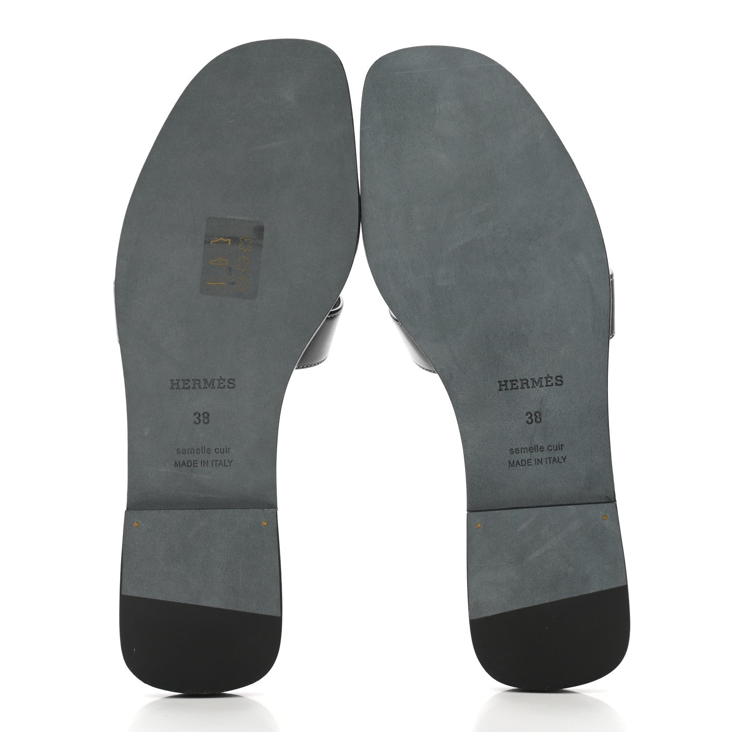 Hermes Box Calfskin Oran Sandals 38 Black 5 of 9