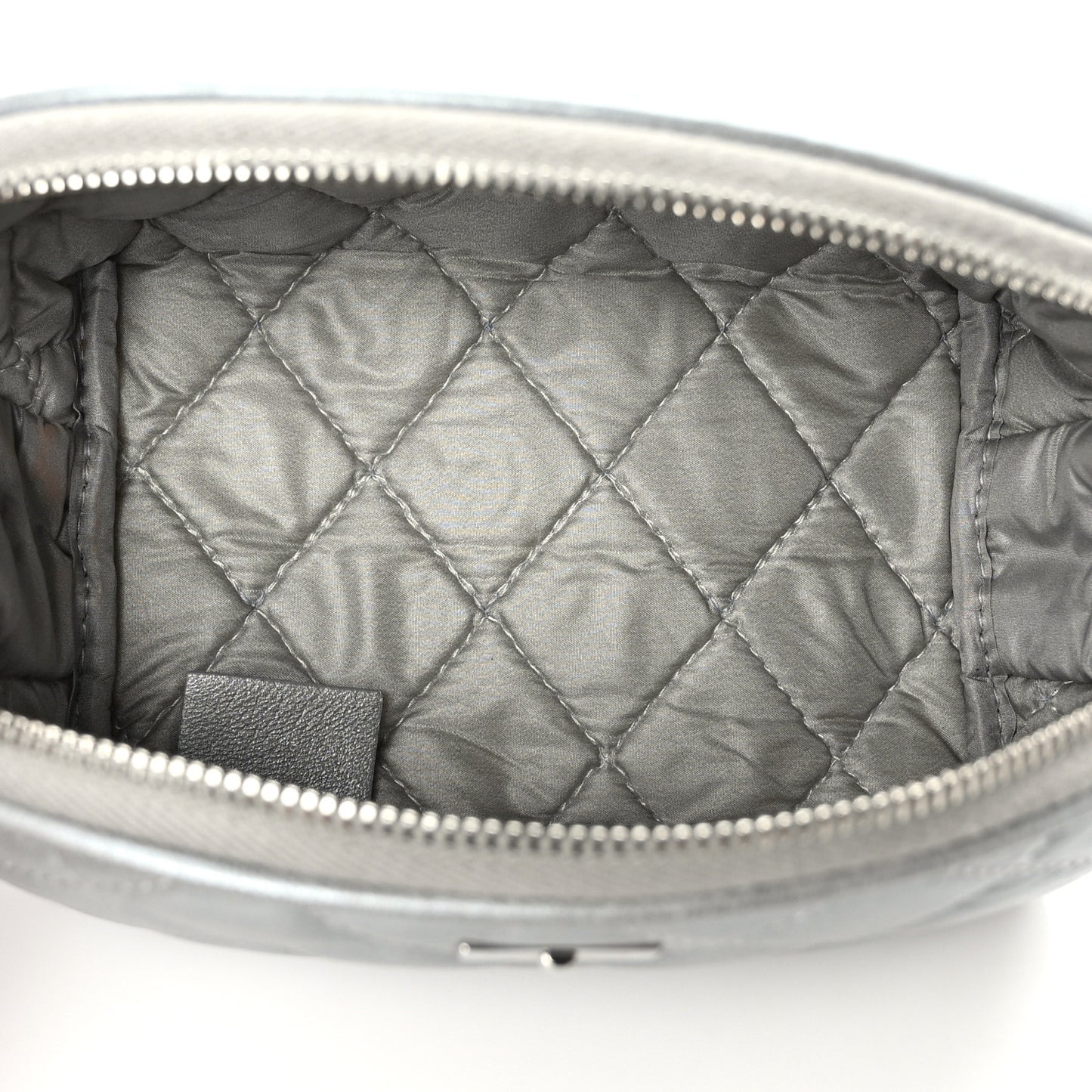 Metallic Lambskin Quilted Reissue Cosmetic Case Silver