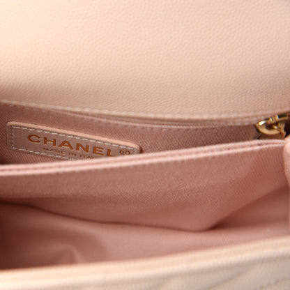 Chanel Caviar Lizard Embossed Chevron Quilted Mini Coco Handle Flap Beige 8 of 11