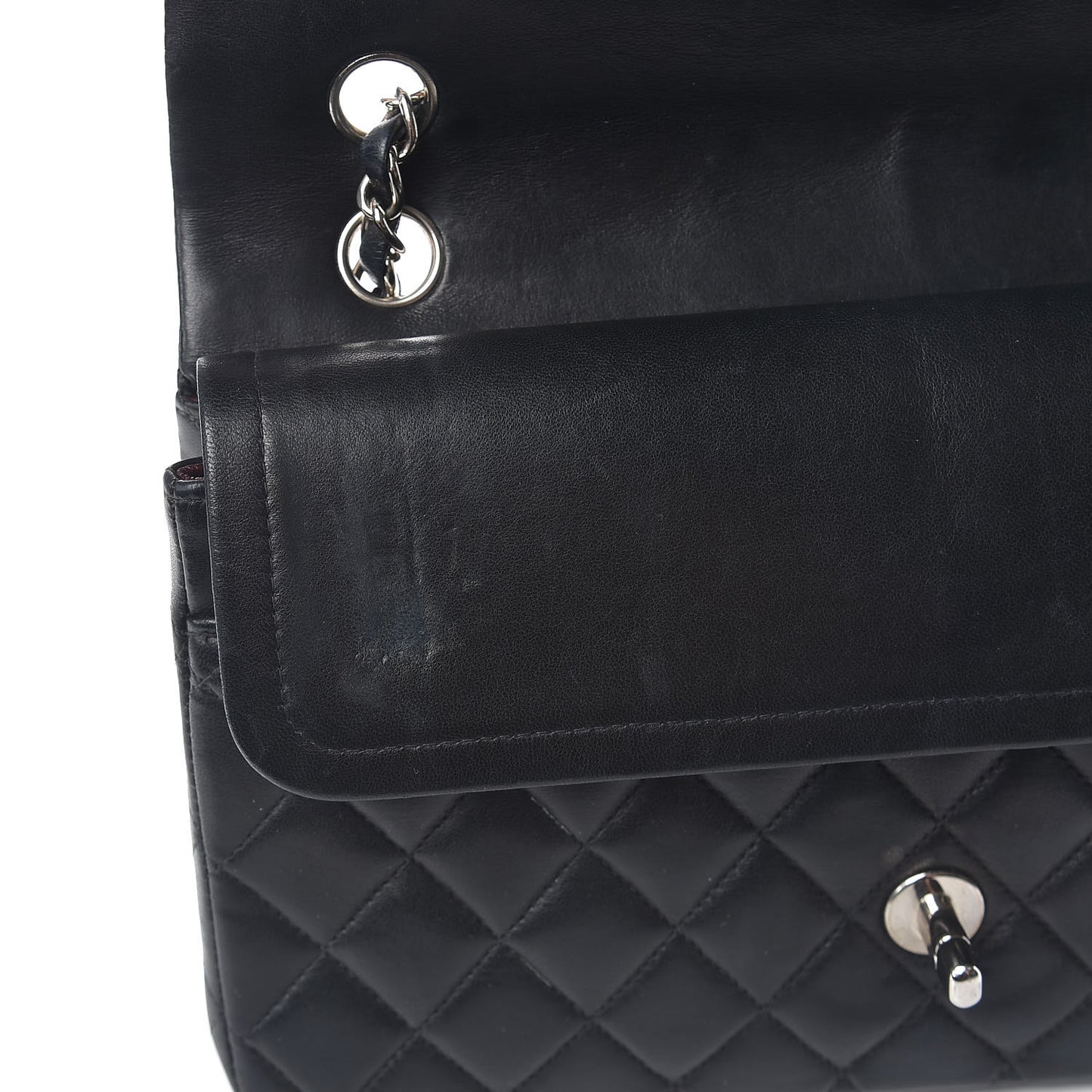 Lambskin Quilted Medium Double Flap Black