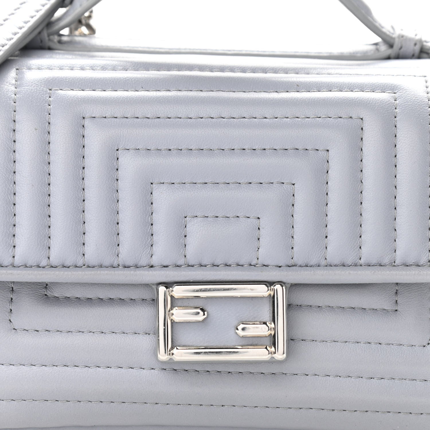 Fendi Shiny Nappa Trapuntata Micro Double Baguette Ardesia 8 of 10