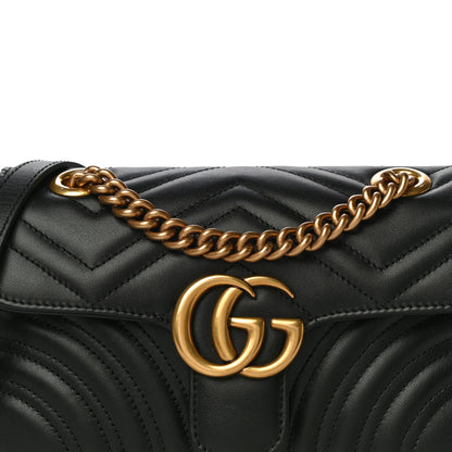 Gucci Calfskin Matelasse Mini GG Marmont Shoulder Bag Black 9 of 12