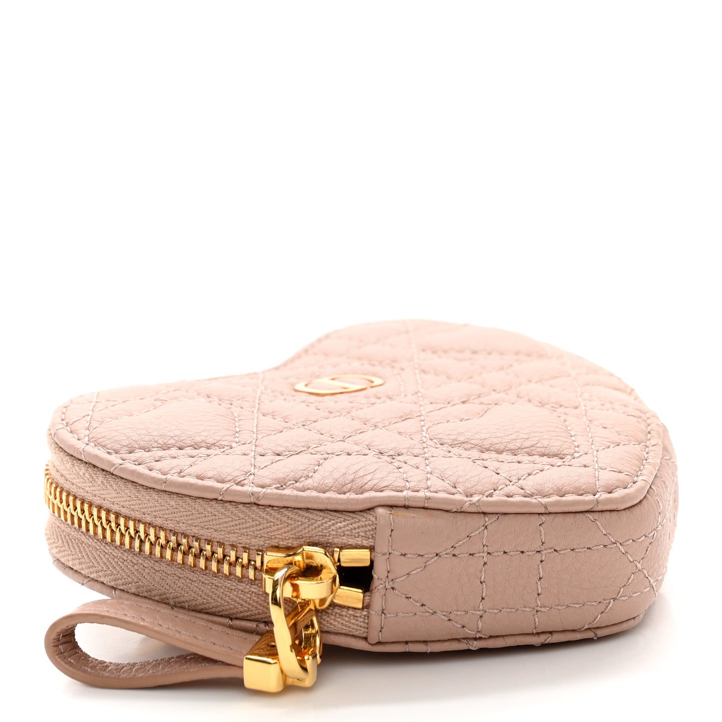 Calfskin Cannage Dioramour Caro Heart Pouch With Chain Rose Des Vents