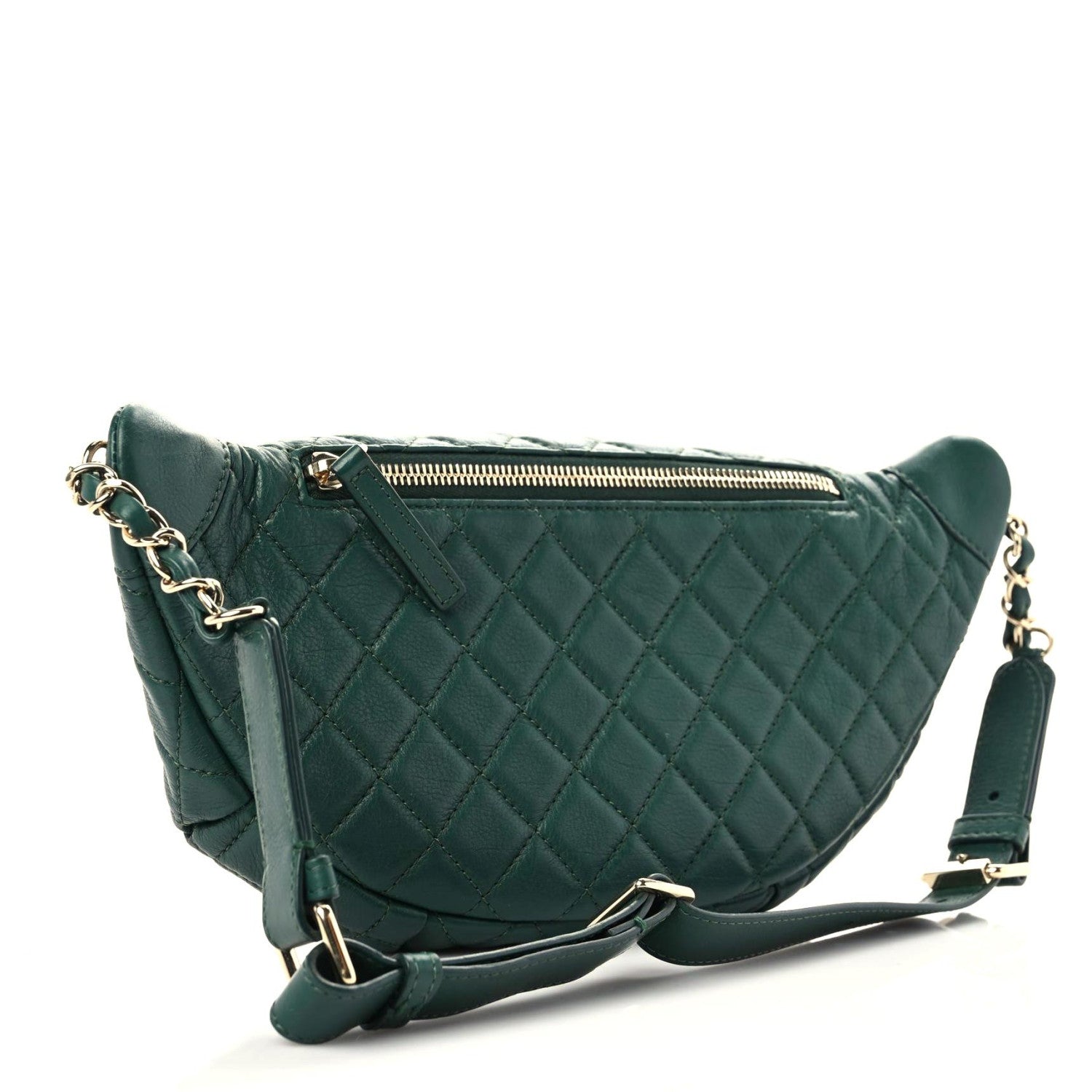 Chanel Calfskin Quilted Banane Waist Bag Fanny Pack Dark Green 3 of 11