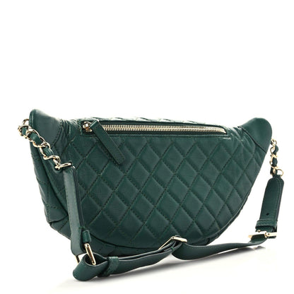 Chanel Calfskin Quilted Banane Waist Bag Fanny Pack Dark Green 3 of 11