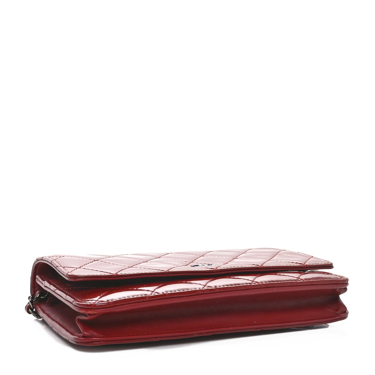 Patent Quilted Wallet On Chain WOC Red