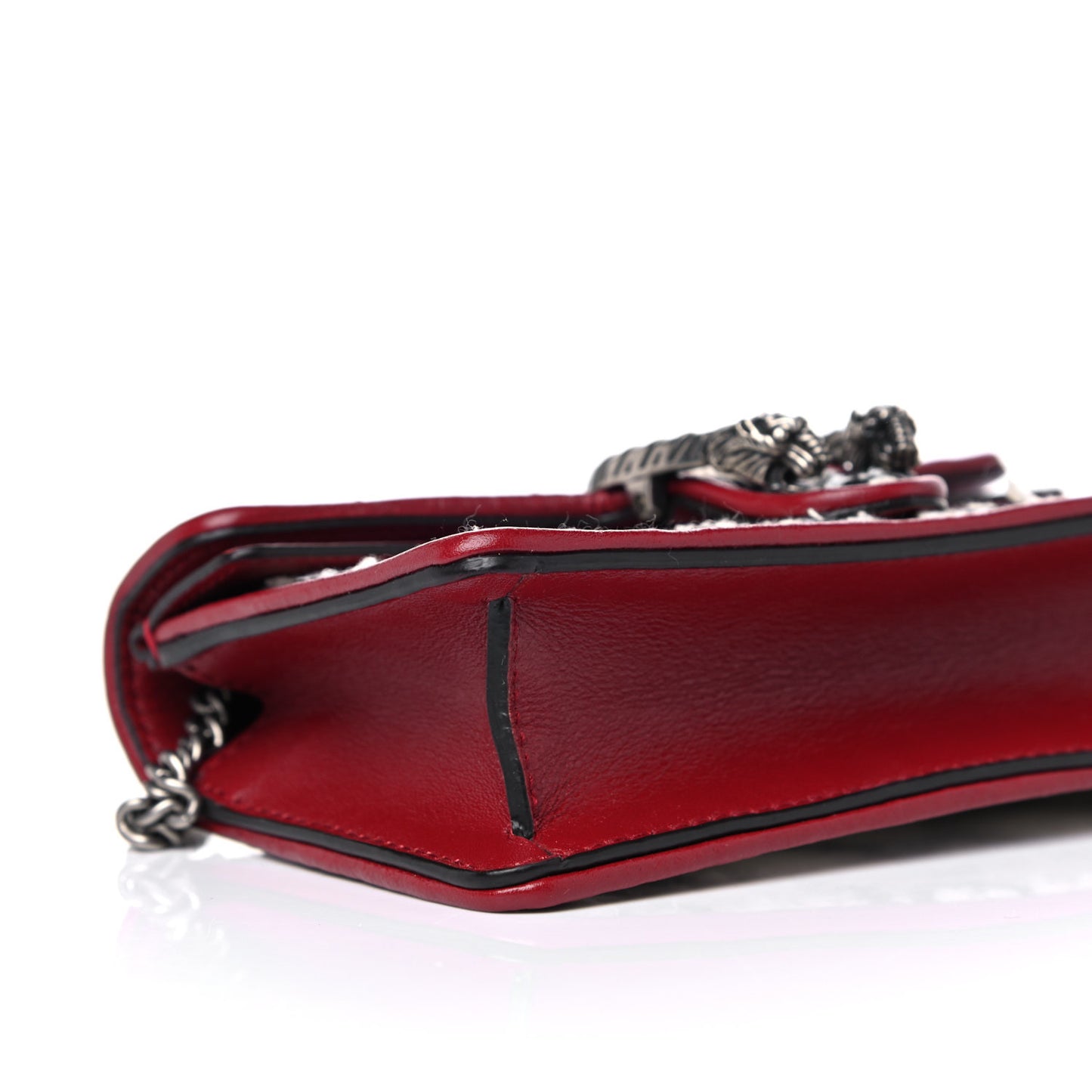 Tweed GG Monogram Super Mini Dionysus Shoulder Bag White Black Romantic Cherry