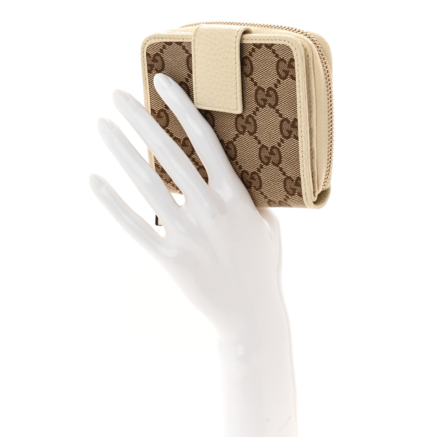 Monogram Dollar Calfskin Zip Around French Wallet Beige Ebony Avoire