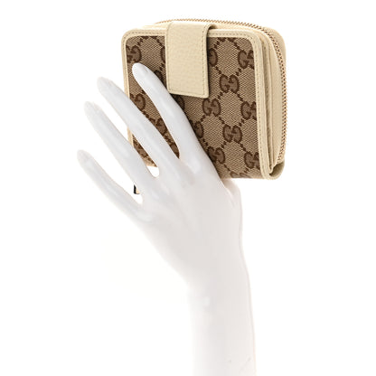 Gucci Monogram Dollar Calfskin Zip Around French Wallet Beige Ebony Avoire 2 of 8