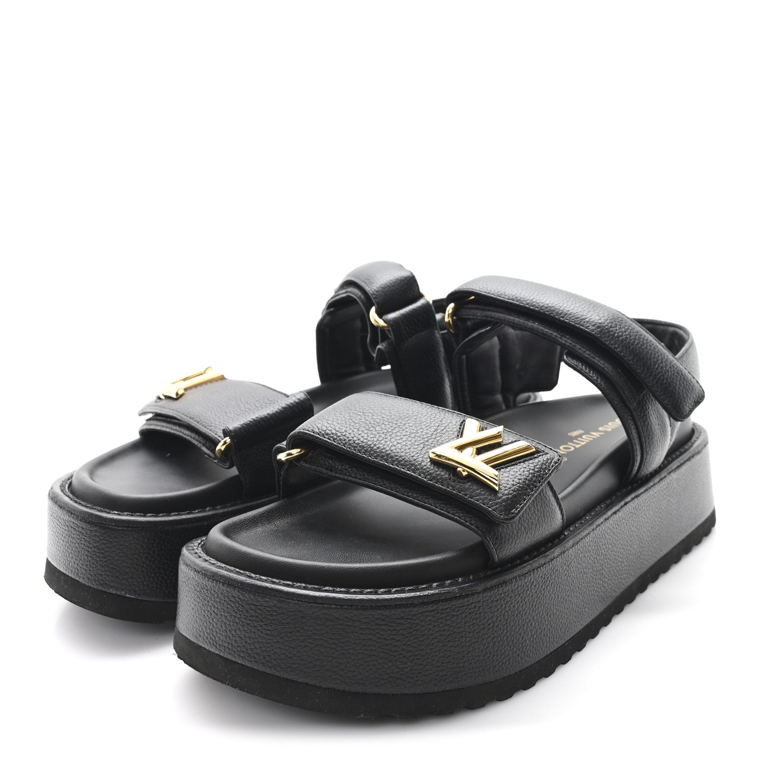 Louis Vuitton Lambskin Sunset Comfort Platform Sandals 39 Black