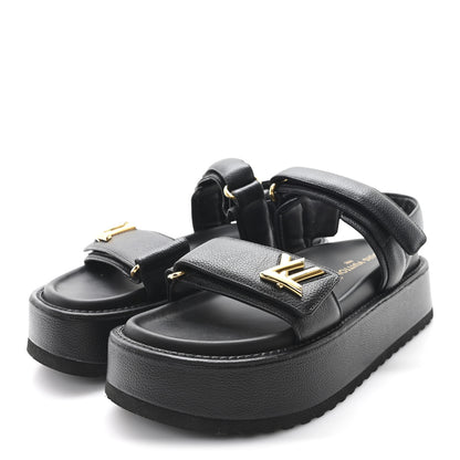 Louis Vuitton Lambskin Sunset Comfort Platform Sandals 39 Black 4 of 9