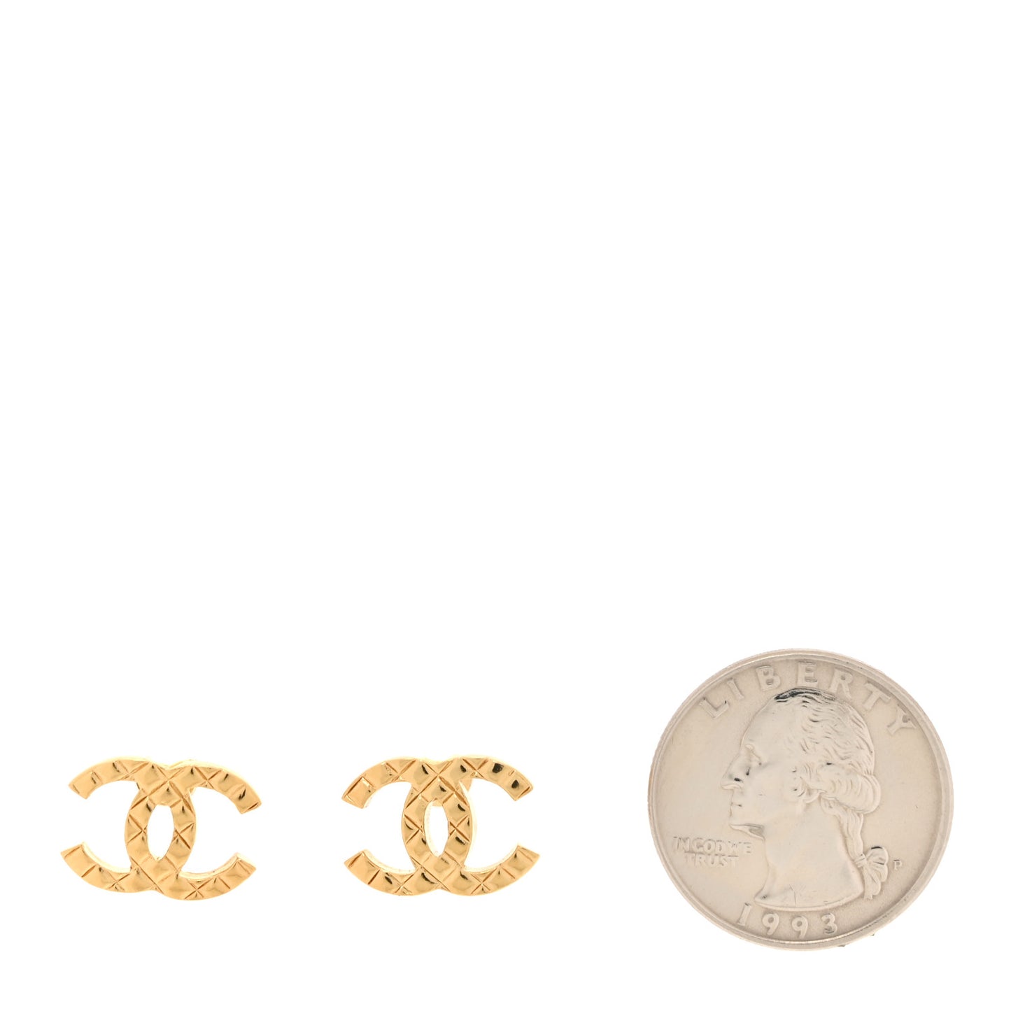 Metal Textured CC Earrings Gold