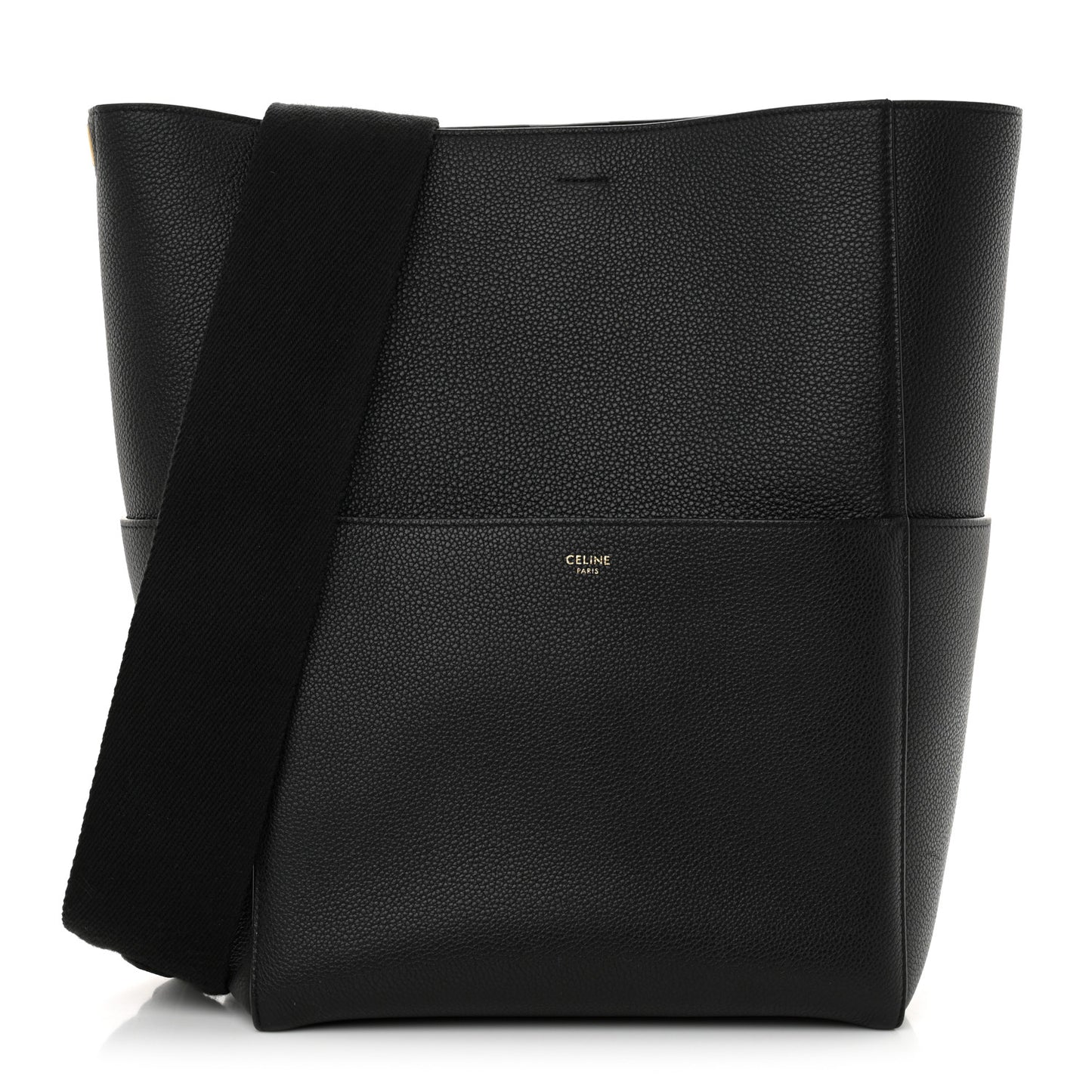Soft Grained Calfskin Sangle Bucket Bag Black