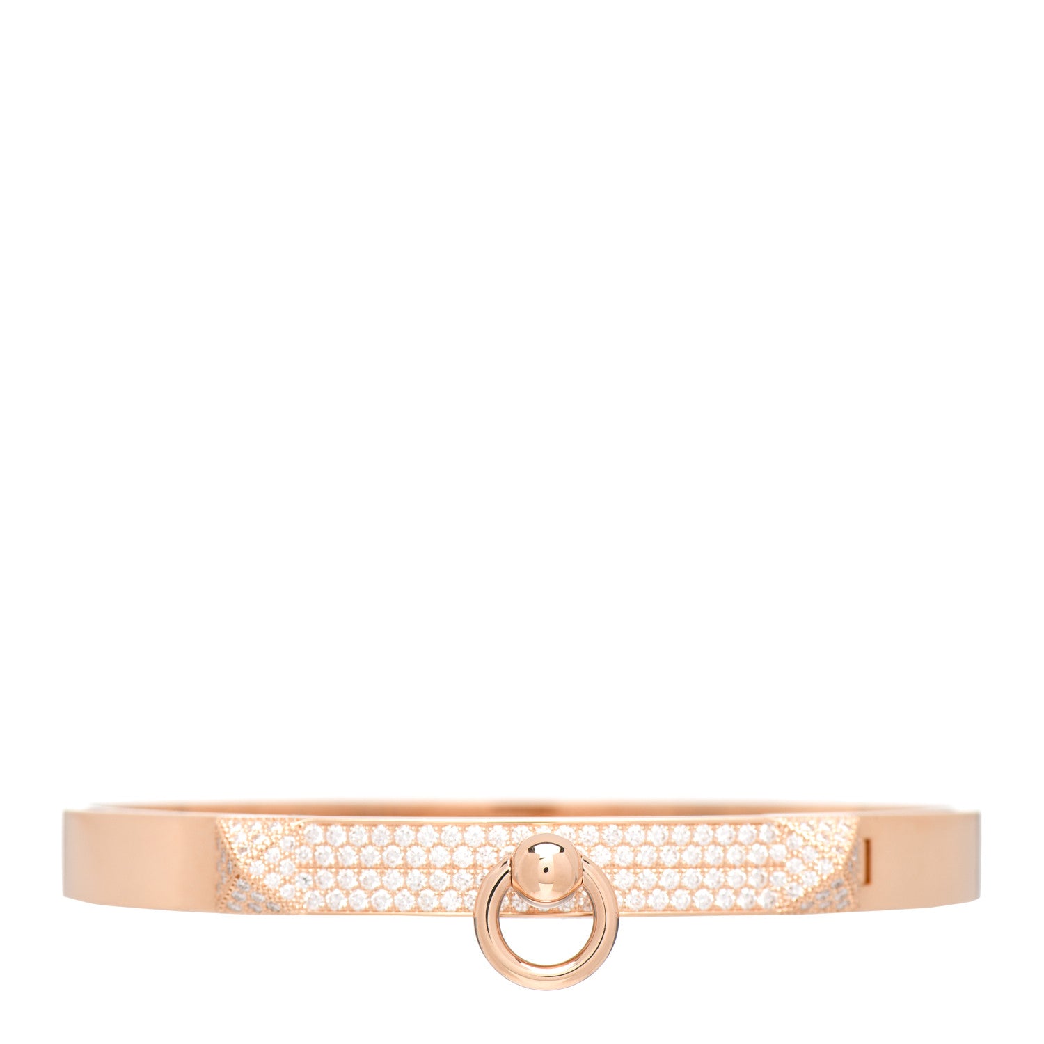Hermes 18K Rose Gold Diamond PM Collier De Chien Pave Bracelet SH 1 of 5