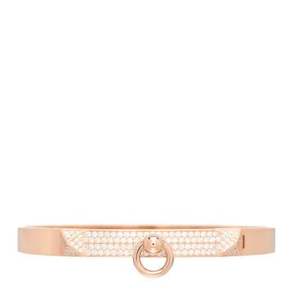 Hermes 18K Rose Gold Diamond PM Collier De Chien Pave Bracelet SH 1 of 5