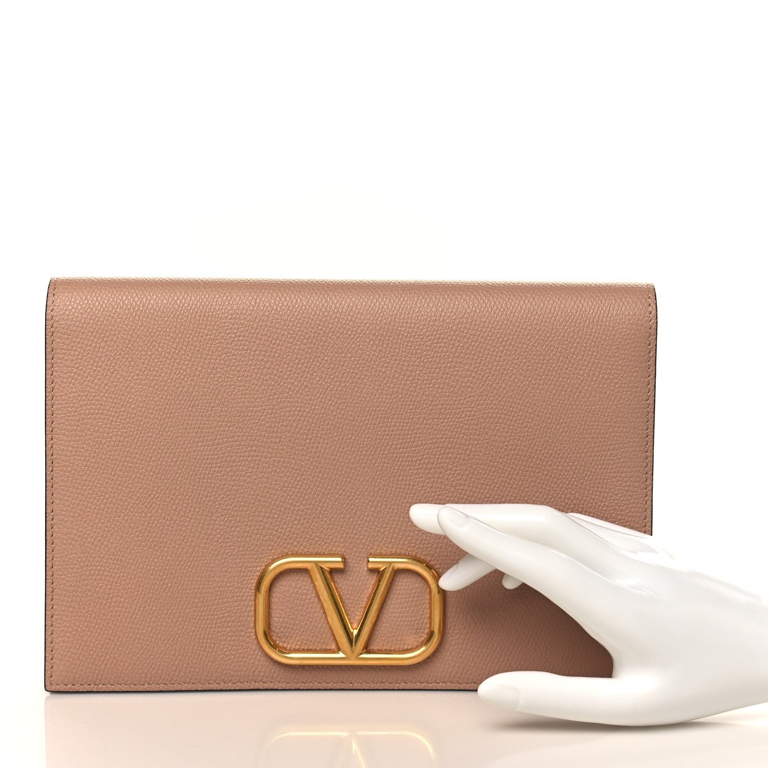 Valentino Garavani Grainy Calfskin Vlogo Signature Pouch Rose Cannelle 2 of 7