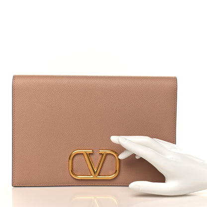 Valentino Garavani Grainy Calfskin Vlogo Signature Pouch Rose Cannelle 2 of 7