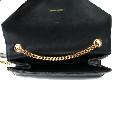 Saint Laurent Lambskin Matelasse Chevron Small Monogram Satchel Black 4 of 7