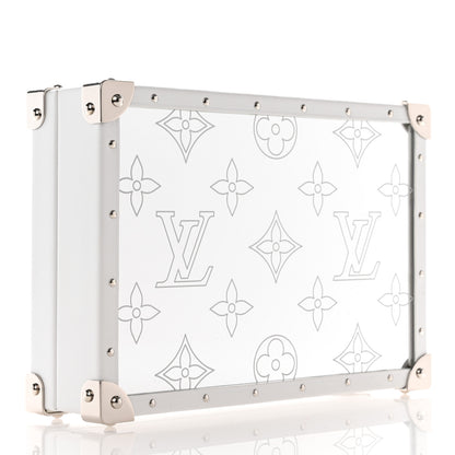 Louis Vuitton Calfskin Mirror Monogram Etched Jewelry Box Trunk White 3 of 12