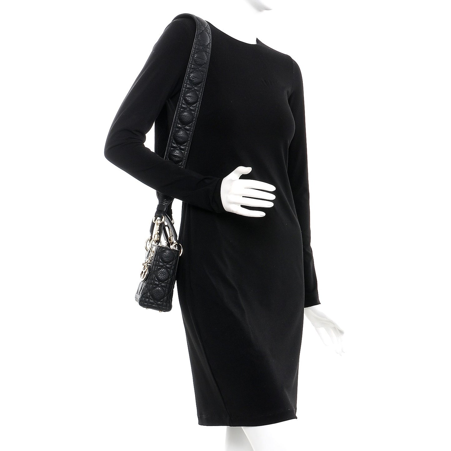 Calfskin Cannage Mini Lady Dior Black