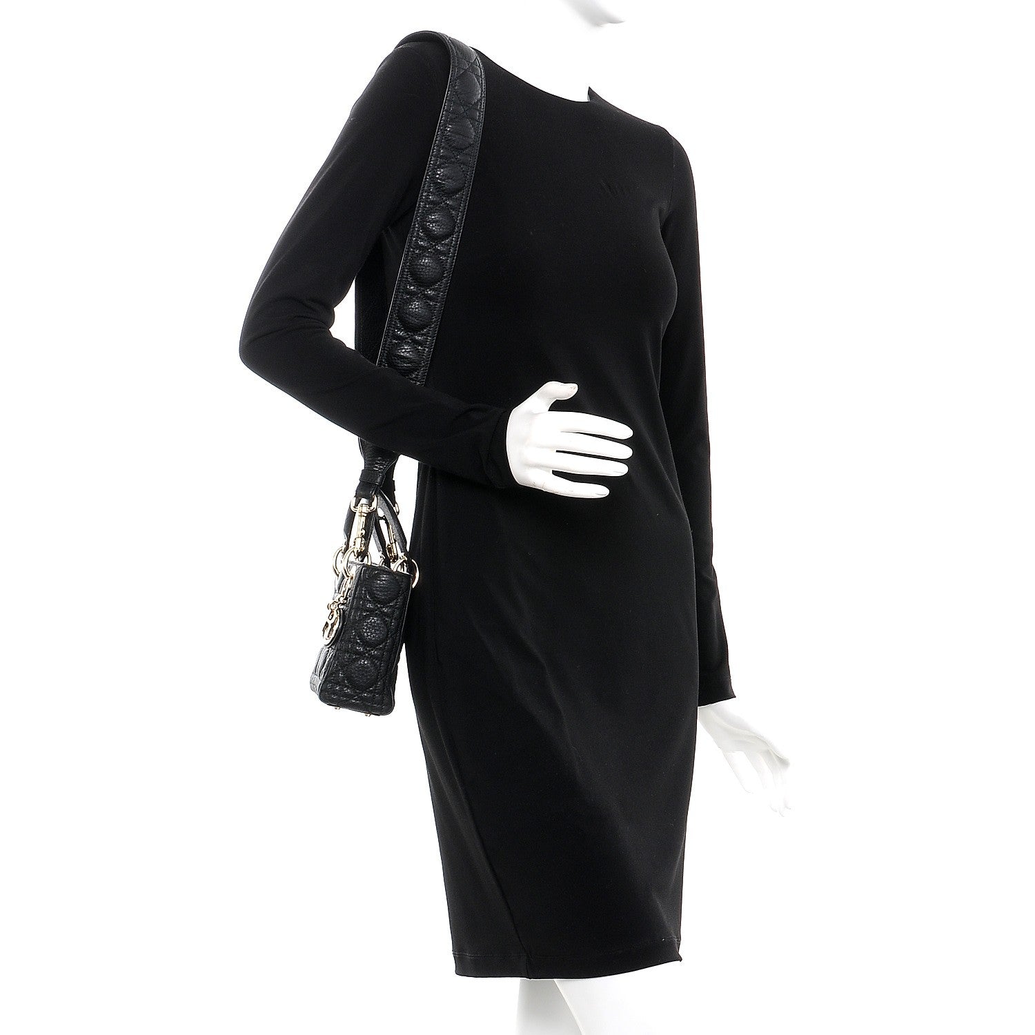 Christian Dior Calfskin Cannage Mini Lady Dior Black 2 of 7