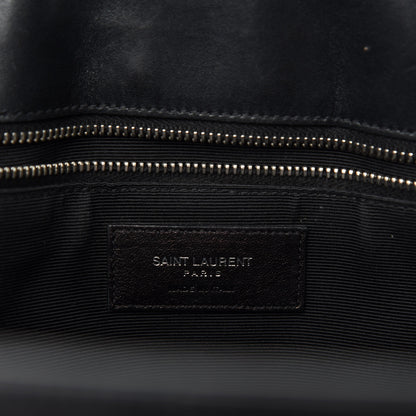 Saint Laurent Smooth Calfskin Matelasse Chevron Monogram Shopping Bag Black 13 of 16