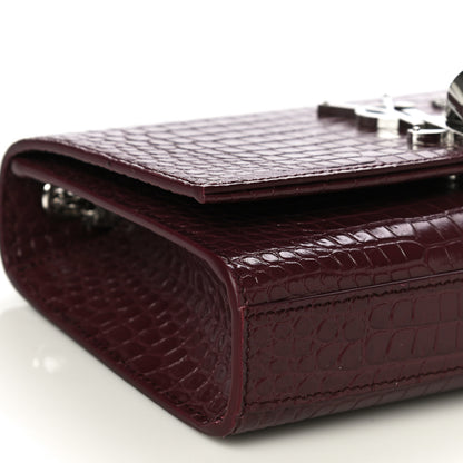 Saint Laurent Calfskin Crocodile Embossed Small Classic Monogram Kate Tassel Satchel Palissandre 9 of 10