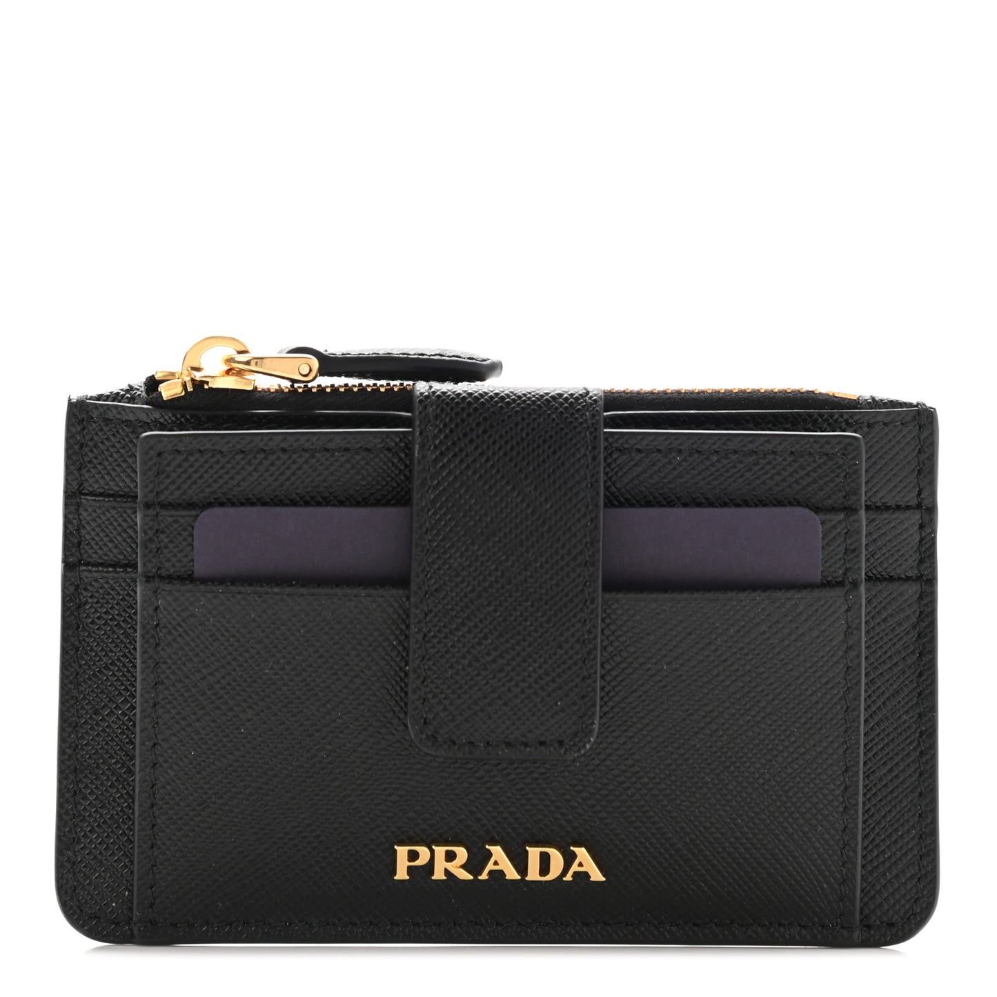 Saffiano Metal Coin Case Card Holder Black