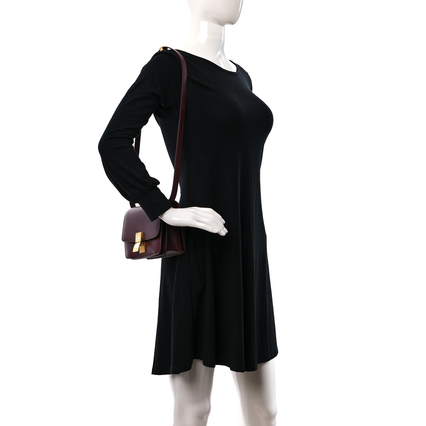 Box Calfskin Small Classic Box Flap Bag Burgundy