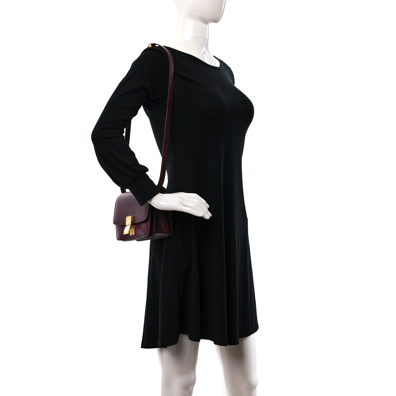 Celine Box Calfskin Small Classic Box Flap Bag Burgundy 3 of 13