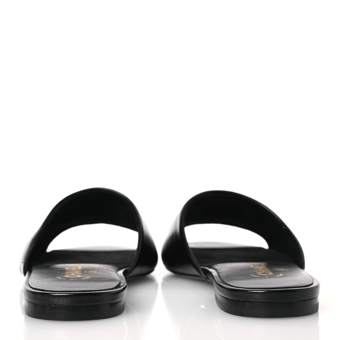 Shiny Calfskin Crystal CC Sandals 37 Black