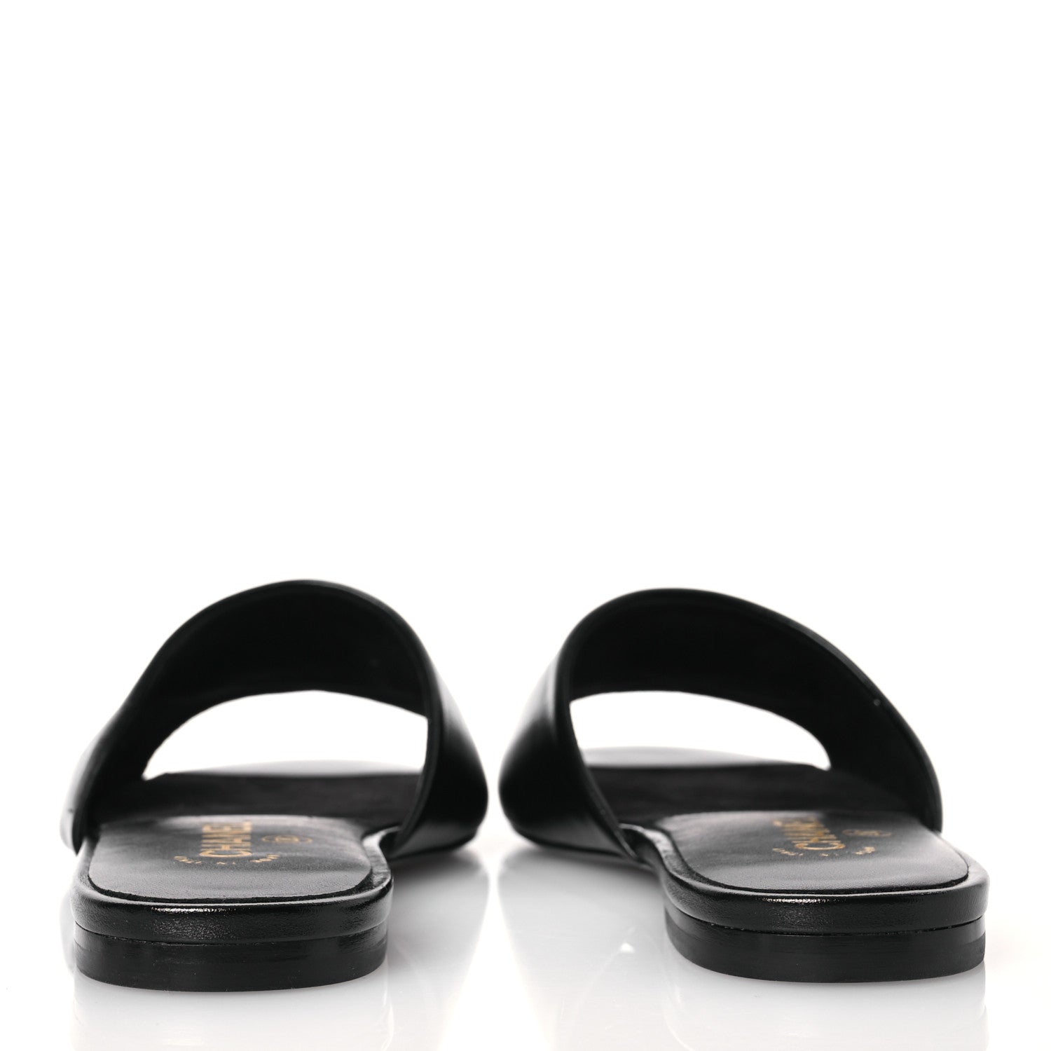 Chanel Shiny Calfskin Crystal CC Sandals 37 Black 5 of 10