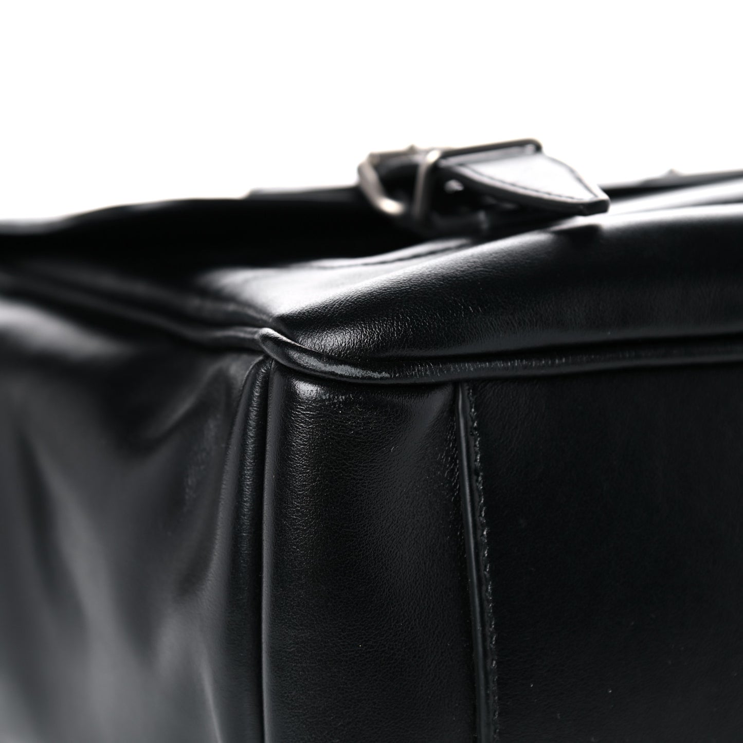 Calfskin Flap Front Messenger Bag Black